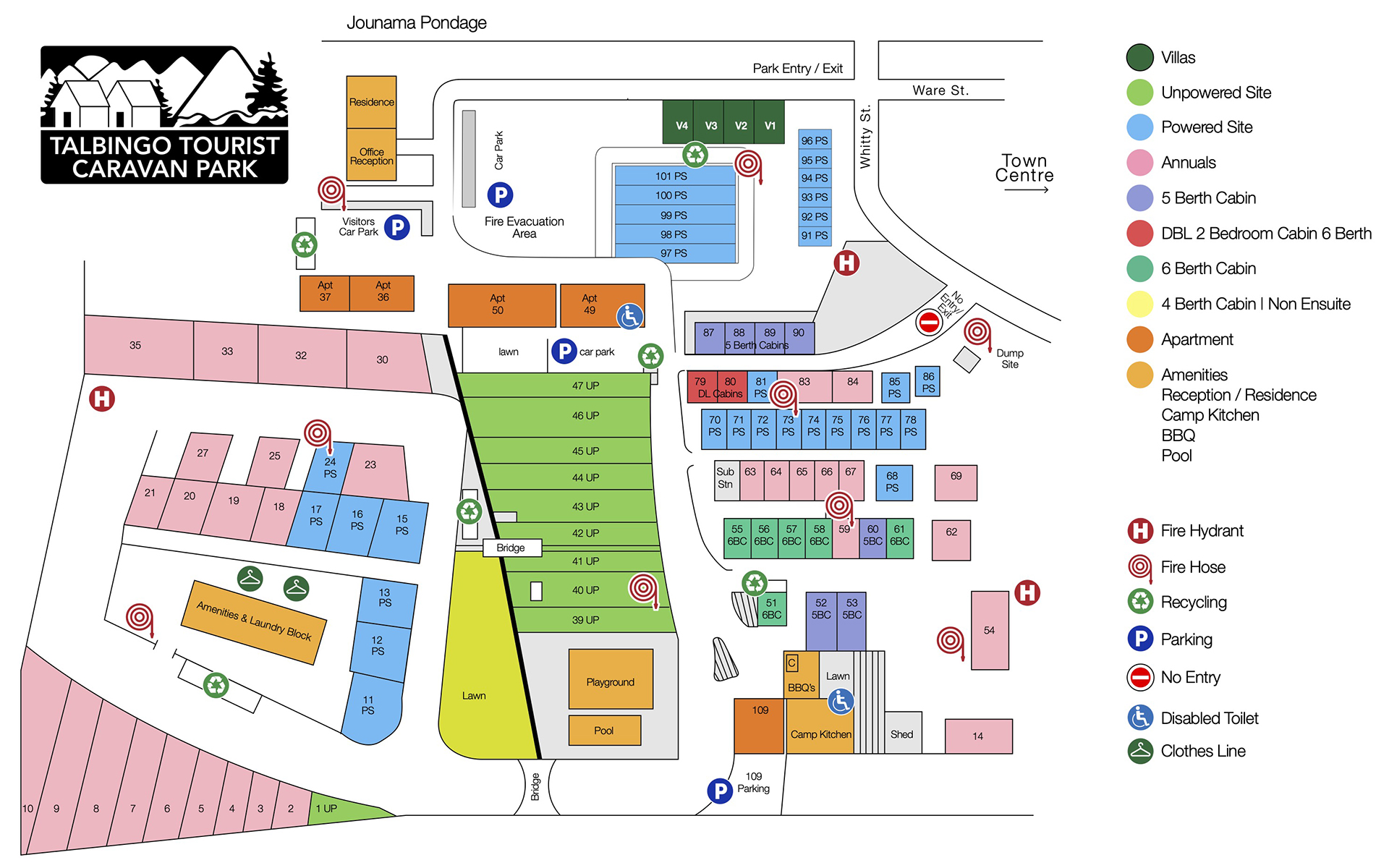 tallebudgera creek tourist park site map